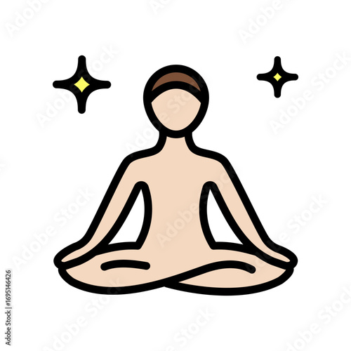 Mental health concept. Selfcare color icon. Meditation, yoga, indifference. Healthy lifestyle, psychology, alternative therapy isolated Vector Illustration.