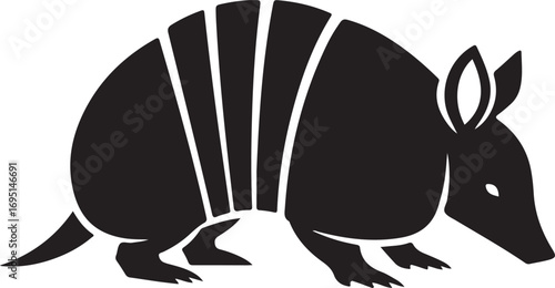 Stylized Armadillo Illustration on White Background Armored Mammal Silhouette Exotic Wildlife Artwork Animal Graphic Design Icon Vector Art