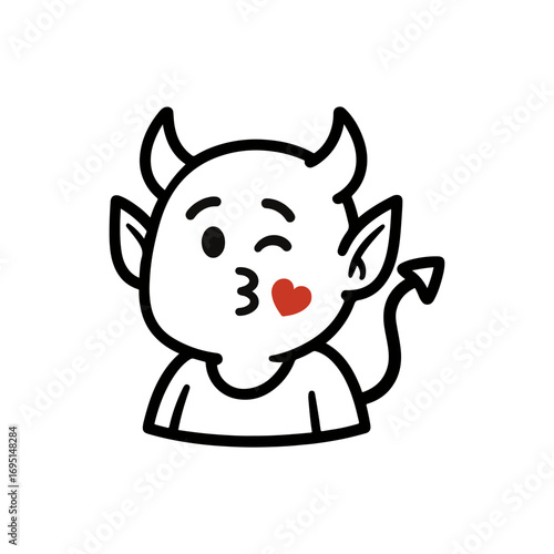 character emotion demon kiss vector on white background
Vector icon character with emotion