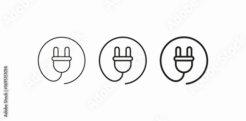 plug cord circle icon sign vector