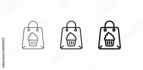 shopping bag cupcake icon sign vector