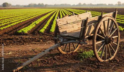 old wagon wheel in the garden