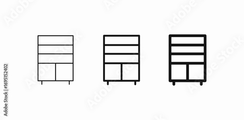 media cabinet shelves icon sign vector