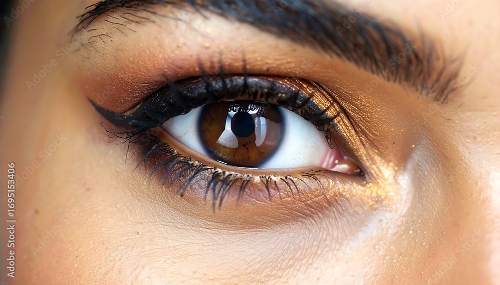 Obraz premium Close-up of eye with gold eyeshadow