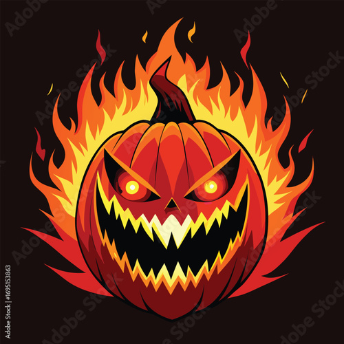 Fiery Jack O Lantern A Spooky Halloween Spectacle of Fear and Light