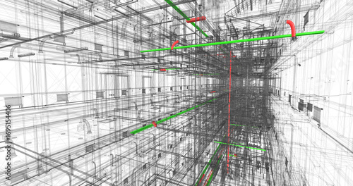 3D BIM clash detection of MEP systems in building design