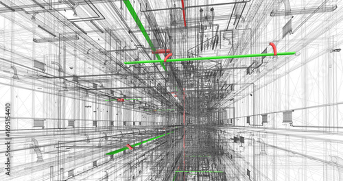 3D BIM clash detection of MEP systems in building design