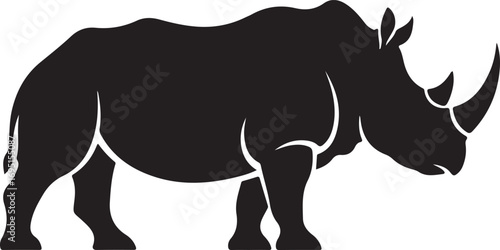 Powerful Black and White Rhinoceros Silhouette Symbolizing Strength and Wildlife Conservation Initiatives for Endangered Species Awareness Campaigns