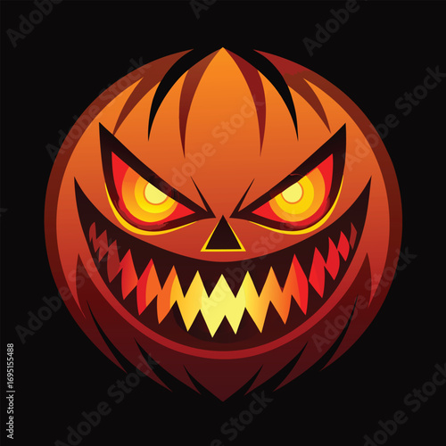 Spooky Halloween Pumpkin Face Vector Illustration a Cartoon Expression of Festive Fright