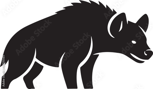 Striking Silhouette of a Spotted Hyena Illustration Depicting Wildlife in Black and White Graphic Style Perfect for Branding and Design Elements