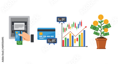 Grow your wealth with smart financial planning watch your investments flourish like a money tree and track market trends for success, Generative AI.