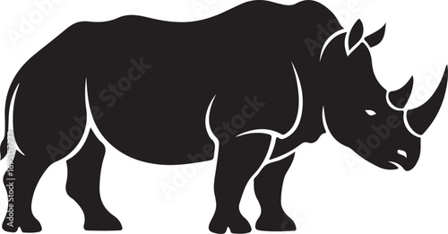 Powerful black rhinoceros isolated against a white background showcasing its strength and wild nature a symbol of conservation efforts for endangered species worldwide