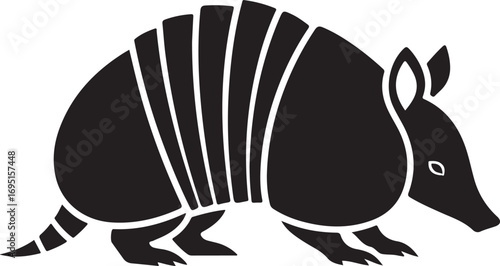 Armadillo Illustration in Black and White for Design Elements and Wildlife Conservation Projects with a Simple and Bold Aesthetic Great for Nature Enthusiasts