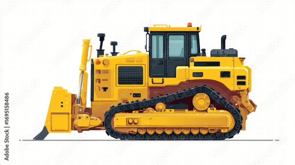 Obraz premium A robust yellow bulldozer, ready for heavy-duty construction work, is showcased in this illustration.
