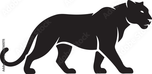 Sleek Black Panther Silhouette in Powerful Stance a Symbol of Strength and Grace ideal for Animal Lovers and Graphic Design Projects
