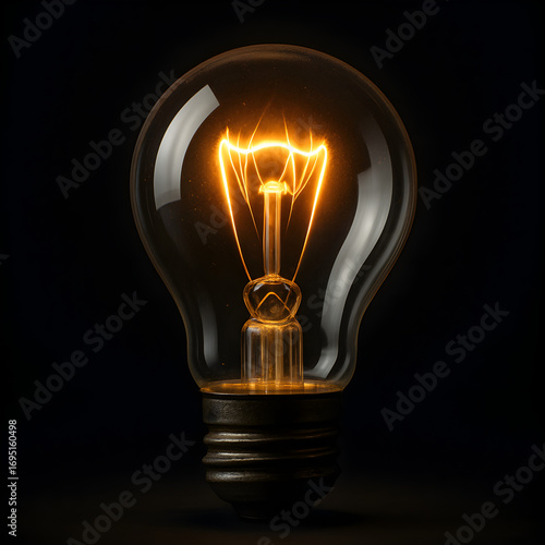Light bulb on black background