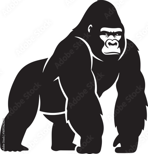 Powerful Gorilla Silhouette Vector Illustration Strength and Primal Instincts Symbolizing Wildlife Conservation and the Majesty of Nature Portraying the Endangered Species Crisis
