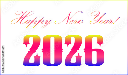 Happy New Year 2026 greetings in the colors of the year of the Fire Horse. Vector illustration as a resource for your design.