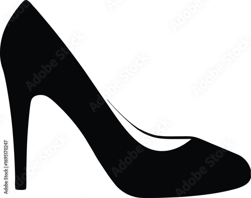 Elegant Black High Heel Shoe Silhouette Vector Art for Fashion Design and Graphics Creative Projects