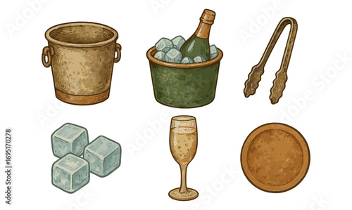 Vintage style ice buckets and champagne elements for celebrations