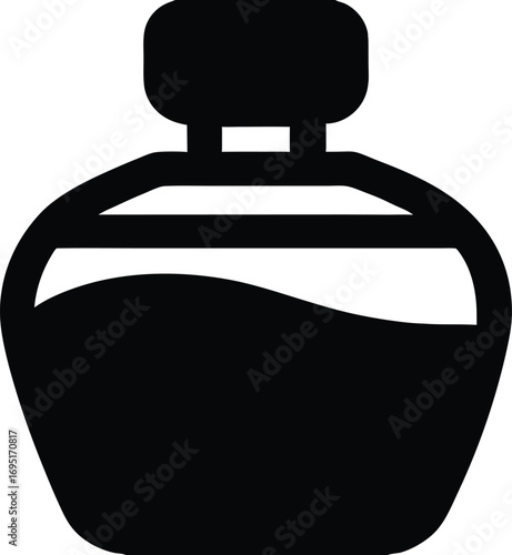 Elegant Silhouette Vector of a Classic Perfume Bottle with a Smooth Curved Shape and a Distinctive Cap Ideal for Fragrance Branding Projects