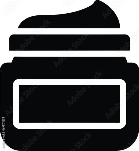 A Classic Silhouette Vector of a Jar with Cream or Ointment Representing Skincare and Topical Treatments for Personal Care