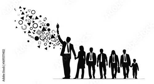 Leader guiding diverse group towards abstract inspiration and innovation