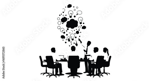 Team brainstorming ideas and innovation in a collaborative meeting.