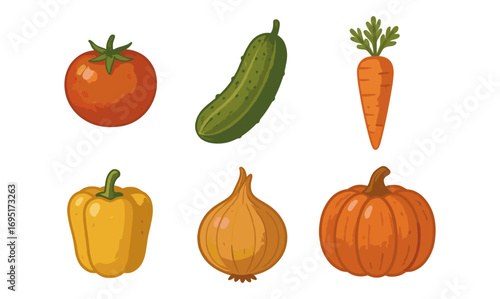 Colorful collection of fresh vegetables with a vintage style
