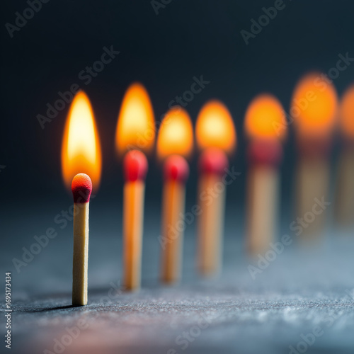 Wallpaper Mural Line of burning matches glowing against dark, photography Torontodigital.ca