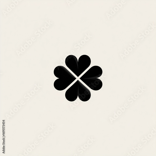 Wallpaper Mural Black four-leaf clover icon on white, graphic Torontodigital.ca