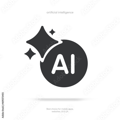 Generate AI button symbol. Artificial intelligence sign button. Machine learning generator and generate text and image press button prompt. Magic stars symbol. Chat brain assistant