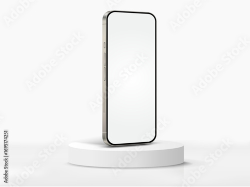 Realistic smartphone mockup. Mobile phone vector with isolated on white background. Device front view. 3D mobile phone with shadow. Realistic, high quality smart phone mockup for ui ux presentation.