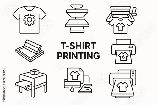 T-Shirt Printing Icons – Screen Printing, Heat Press, DTG Printer, Custom Design