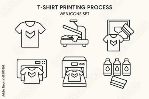 T-Shirt Printing Icons – Screen Printing, Heat Press, DTG Printer, Custom Design