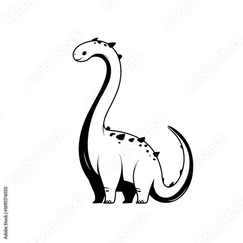 Iguanodon. Iguanodon simple black and white line art vector logo