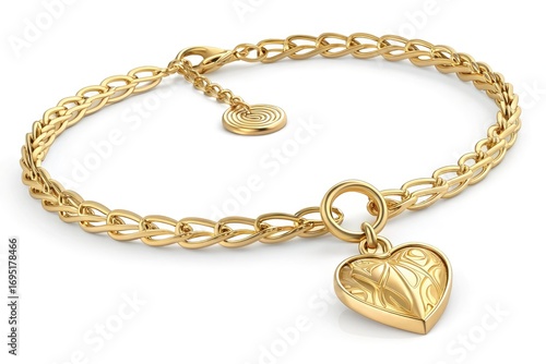Elegant Gold Bracelet Featuring a Heart Charm Designed for Special Occasions
