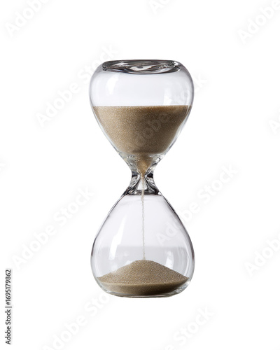 Clear hourglass with tan sand
