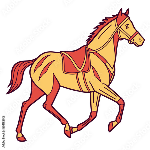 Illustration of a horse with saddle