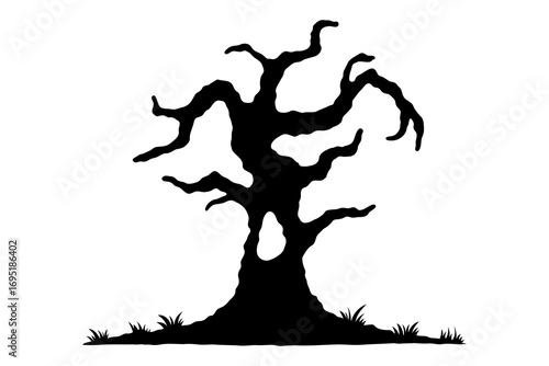 Tree with hollow icon. Black silhouette. Front side view. Vector simple flat graphic hand drawn illustration. Isolated object on white background. Isolate.