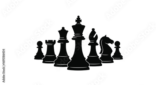 Strategic leadership and teamwork represented by a collection of chess pieces