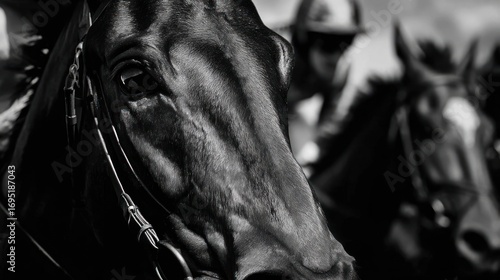 Black horse head close up