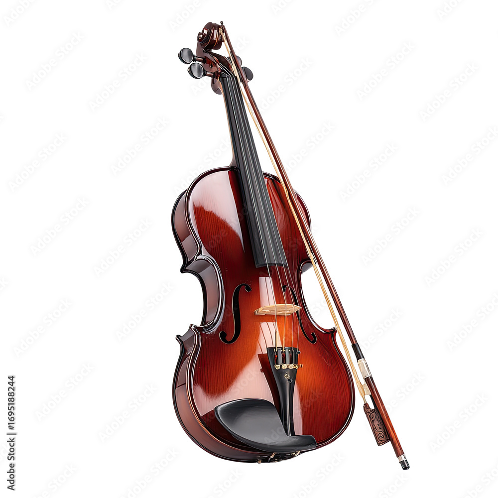 Fototapeta premium Violin and bow, angled view