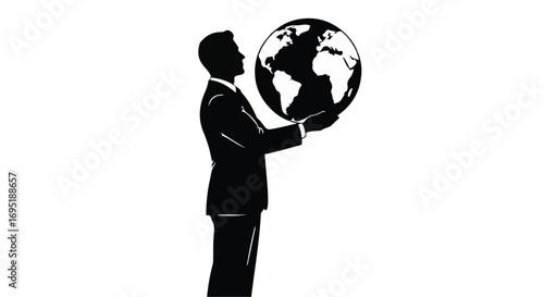 Businessman holding a globe, symbolizing global business and connection
