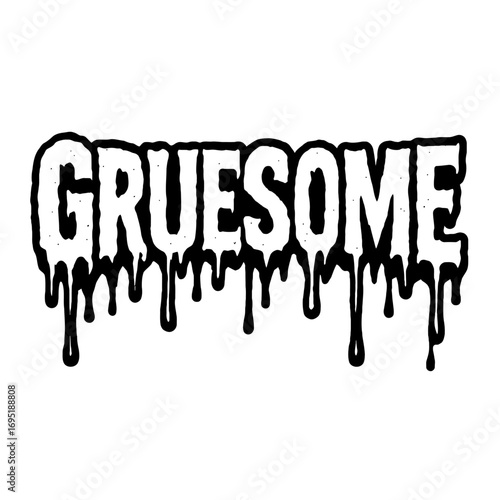 Gruesome Dripping Text Effect: Spooky Halloween Horror Font Design with Oozing Blood Style Typography, Perfect for Dark Themed Graphics, Grunge Aesthetics, Heavy Metal Album Art, and Macabre Visuals.