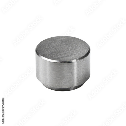 Polished metal cylinder on white background, industrial setting