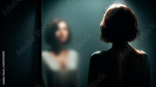 Mujer mirándose a un espejo 