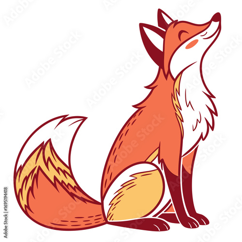Cartoon fox with closed eyes