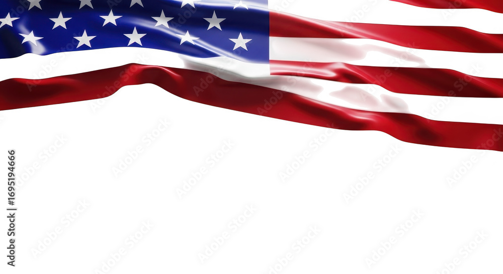 Obraz premium The american flag waving, isolated on transparent background