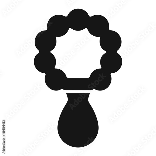 Baby Rattle Flat Icon, Black and White, Transparent Background